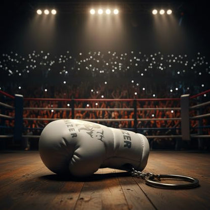 Mini Boxing Gloves Keychain (1 pcs) Premium PU Leather, Sports Lover Gift, Bag Accessory, Car Hanging for Men & Women - color: White
