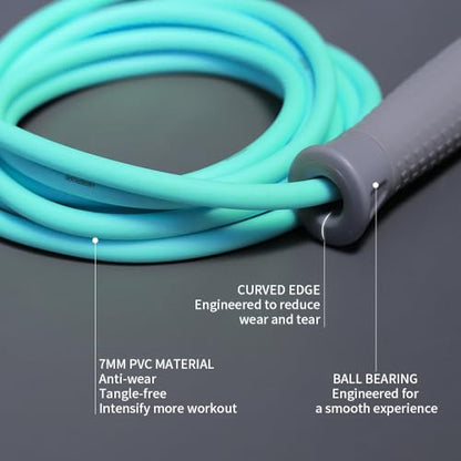 HEREROPE Jump Ropes for Fitness, Adjustable Jump Rope for Women Men, Weighted Speed Rope with 7mm PVC Skipping Rope, No-Slip Grip, Ball Bearing, Great for Speed, Cardio & Tricks, Strength Boxing