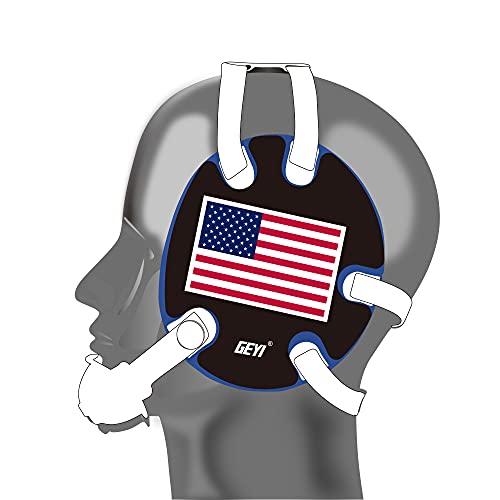 Wrestling Headgear with USA and Flag Wraps (Royal, Adult) - color: Royal, size: Adult