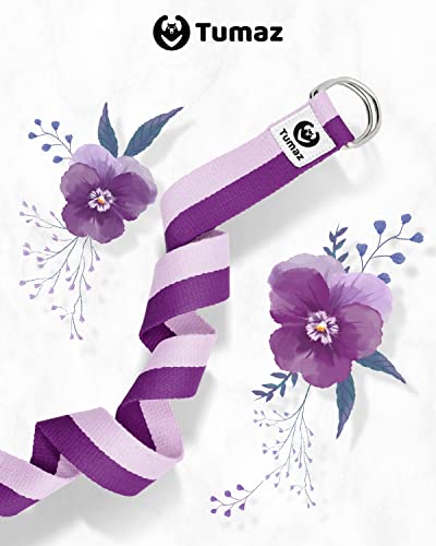 Tumaz Yoga Strap for Stretching with Adjustable D-Ring, 6/8/10 ft - color: 05. Purple Match, size: 6 Feet