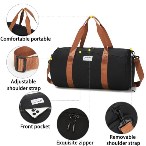 BESMART Gym Bags for Men with Side Pocket，38L Large Sports Gym Duffle Bag - color: Black/Brown