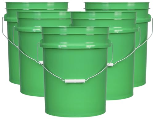 5 Gallon Premium HPDE Plastic Bucket - Made in USA Food Grade Storage Container, BPA Free All Purpose Pail (5, Green) - color: Green