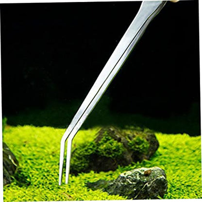 Curved Tip Stainless Steel Aquatic Plant Tweezers Ergonomic Tongs for Easy Trimming Fish Tanks for Low-Growing Plants Resistant Design for Aquarists