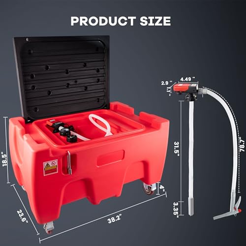 40 Gallon Diesel Fuel Transfer Tank with Battery Powered Pump, 3.8 GPM Self-Priming, Manual Fueling Nozzle, for Easy Gas Diesel Transportation, Red - size: 40Gallon 3.8GPM