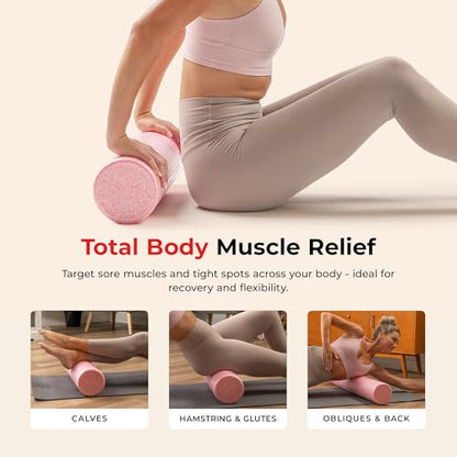 Sunny Health & Fitness 18" Pink High-Density Yoga Foam Roller - color: Pink, size: 18-Inch