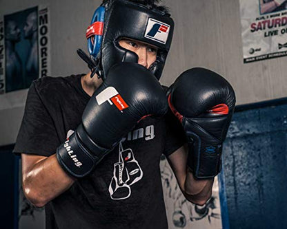 Fighting Leather Training Gloves - Boxing, MMA, Kickboxing, Punching Bag, Sparring Oz Gloves - color: Black, size: 14 oz