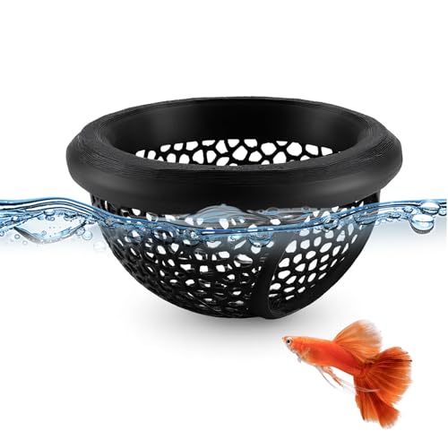 Floating Betta Hammock & Shrimp Shelter – 3D Printed Aquarium Decor with Feeding Ring, Safe Resting Spot for Betta Fish, Shrimp and Small Fish（Black）