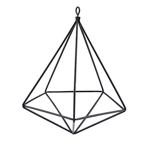 Air Plant Holder,Metal Geometric Hanging Airplants Plant Hanger, Freestanding Hanging Geometric Plant Stand, Flower Hanger Moss Fern Plant Pot Decor(Black)
