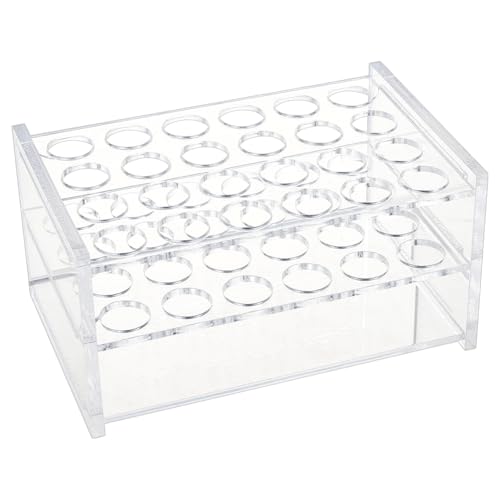 OLYCRAFT 24 Holes Acrylic Test Tube Rack 10/15ML Test Tube Display Stands 0.7 Inch Hole Labortory Display Racks Colorimetric Stand Tubes Rack for Centrifuge Tubes Chemistry - 5.8x3.7x3 Inch - size: 24 Holes