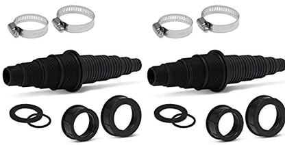 Universal Pond Tubing Pump Fitting, 30 Configurations, Works with Most Pumps, Fish Safe, Black, 2-Pack - size: 2 Pack