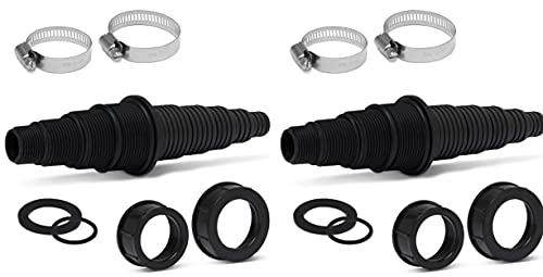 Universal Pond Tubing Pump Fitting, 30 Configurations, Works with Most Pumps, Fish Safe, Black, 2-Pack - size: 2 Pack