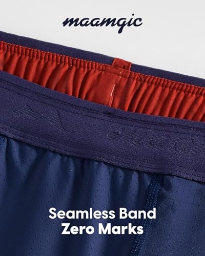 maamgic Mens Swim Trunks 9 Inch Compression Liner Quick Dry Board Shorts - color: Vibrant Red, size: Medium