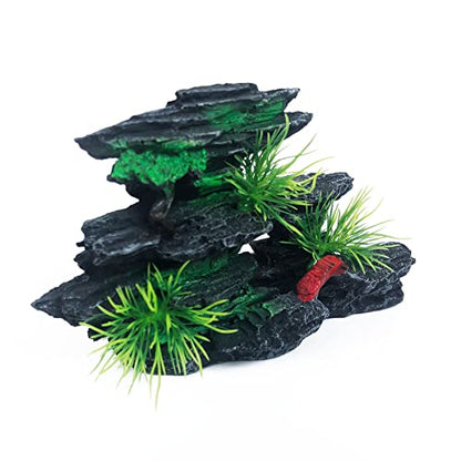 J-star Medium Aquarium Rock Mountain Decor – Realistic Resin Landscape Ornament for Fish Tanks – Enhances Underwater Scenery, Easy to Clean, Safe for Fish