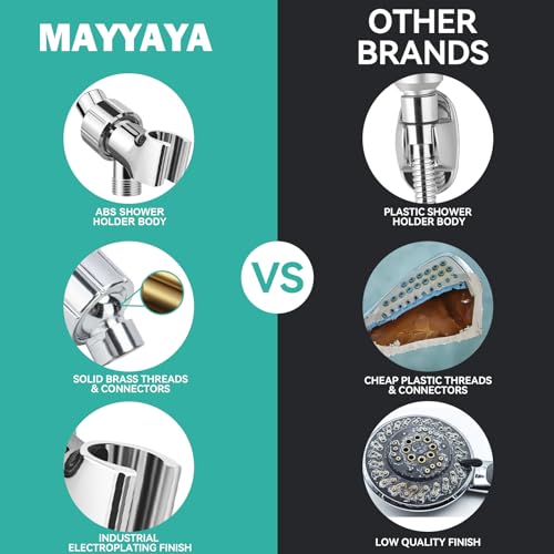 Adjustable Handheld Shower Head Holder- Brass Ball, Premium ABS Bracket- 360 Degree Rotatable Arm Mount and Hose Connector, Shower Adapter- Adjustable Shower Arm Mount, MAYYAYA (Black) - color: Black