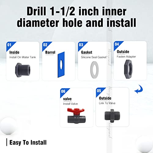 rain Barrel Spigot 3/4 inch PVC Bulkhead Adapter 3/4 Female Thread Red Switch Valve Garden kit, for 5/2.5/50/55/100 Gallon Water Tank rainwater stock - color: 1 inch valve-1FT Red