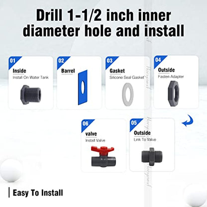 rain Barrel Spigot 3/4 inch PVC Bulkhead Adapter 3/4 Female Thread Red Switch Valve Garden kit, for 5/2.5/50/55/100 Gallon Water Tank rainwater stock - color: 1 inch valve-1FT Red