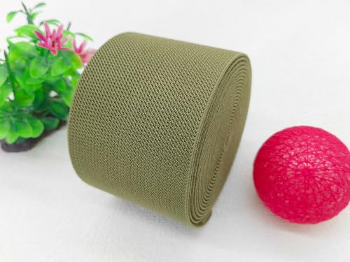 Olive Green Wide Knit Elastic Band 3" x 5yd for Sewing - color: Olive #43