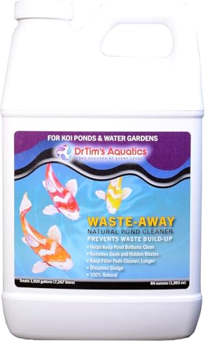 Dr. Tim’s Aquatics KOI-PURE Waste-Away Sludge Busting Bacteria – For Ponds, Water Gardens, Fish Tanks, Aquariums – Unclogs, Cleans Gravel Beds, Removes Hidden Wastes – 100% Natural – 64 Oz.