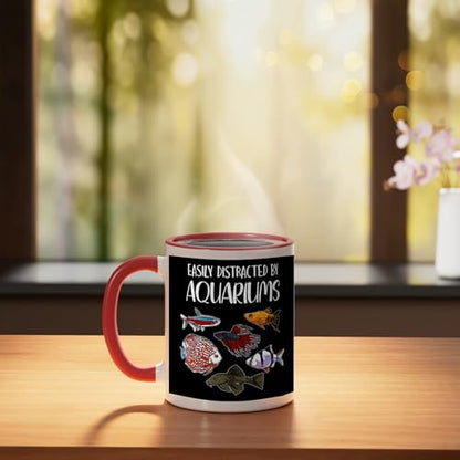Aquarist Fish Tank & Fish Keeping Gift - Aquarium Lover Ceramic Mug, Red/White - color: Red/White