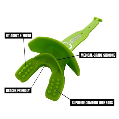 O Shield Striker Football Lip Guard with Permanent Strap - color: Slime Green