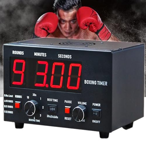 Boxing Interval Timer, Professional Gym Timer,with 1-12 Challenge Rounds/Adjustable Buzzer Alarm,for Kickboxing (Red) - color: Red