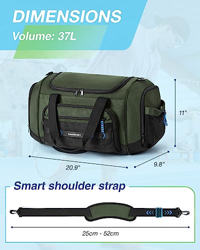 BAGSMART 4-IN-1 Gym Bag for Women Men, TSA Duffle Bag for Travel - color: Green