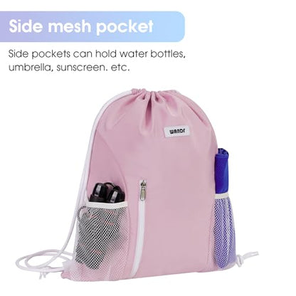 WANDF Drawstring Backpack, Gym Sackpack for Sports - color: Pink