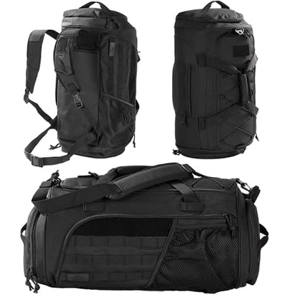 Gym Bag Military Duffle Backpack, Heavy Duty Travel Weekender Bag with Multiple Compartments Including Shoe Compartment Wet-dry Separation Compartment, Adjustable Shoulder Strap 60L Capacity