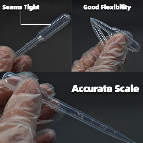 100 PCS 3ML Pipettes Dropper - Disposable Plastic Dropper Pipette for Accurate Liquid Transfer, Excellent Suction, Pipettes for Essential Oils, Resin, Crafts, Labs, Kids Activities, DIY Art