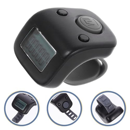 Luxshiny Finger Counter Ring Manual Click Counter with Battery Black