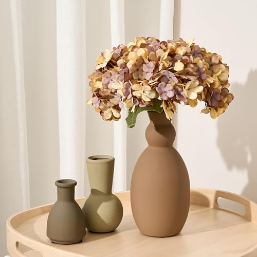 Ceramic Vase Set of 3, Nordic Minimalist Multicolor Vases Home Decor, Rustic Farmhouse Decor Pottery Vases for Bouquet Pampas Grass Dried Fresh Flowers, Living Room, Entryway Mantel, Bedroom, Kitchen - color: Multicolor ④- 3pcs
