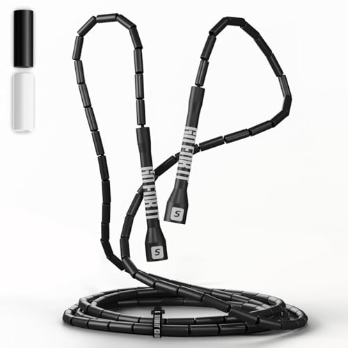 Sportbit Custom-Fit Beaded Jump Rope – Adjustable Length for Kids & Adults, Men & Women – Durable Fitness Rope for Gym & Home - color: Black
