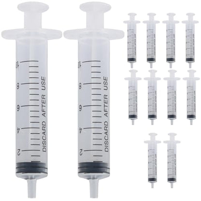 10ml Small Syringes Without Needle, 12 Pack Plastic Syringe with Cap for Pet Feeding, Scientific Labs, Glue, Oil & Precise Liquid Measurement - size: 10ml