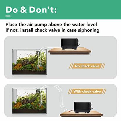 hygger 5W/10W Ultra Quiet Aquarium Air Pump, Adjustable Oxygen Aerator with Dual Outlets – 160 GPH/250 GPH for Fish Tanks up to 150 Gallons/600 Gallons - size: 5W, Up to 150 Gallon