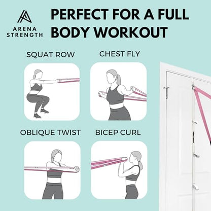 Arena Strength Multi Loop Door Anchor Strap - Heavy Duty Resistance Band Attachment with 9 Adjustable Anchor Points, Easy Installation & Exercise Guide for Full Body | Fits Doors Up to 9 Ft, White