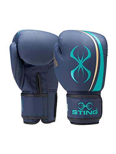 STING Aurora Women's Boxing Gloves - color: Navy/Gold, size: 12 Oz