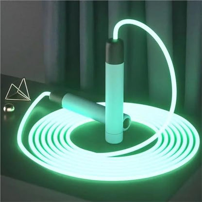 LED Night Glow Jump Ropes Glowing Skipping Rope for Adjustable Adults Portable Training Sports Fitness Equipment(Blue)