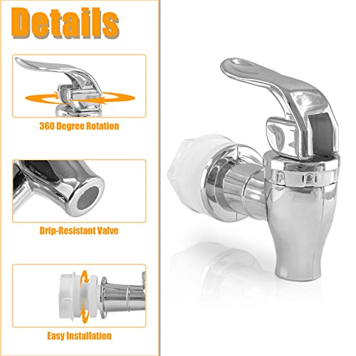2 Pcs Replacement Spigot for Beverage Dispenser, Silver Push Style Beverage Dispenser Carafe Spigot Water Dispenser Replacement Spout Faucet