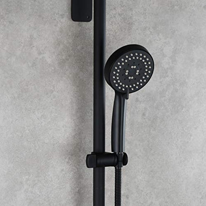Hand Held Shower Head Holder Stainless Steel Height/Angle Adjustable 25 mm Shower Slide Bar Bracket Holder Black, ST35B - color: Black