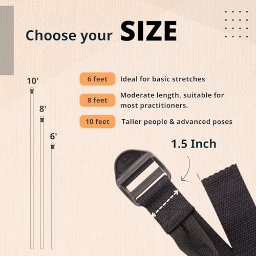 Everyday Yoga Super Strong Strap, Quiet Cinch Buckle, 6ft/8ft/10ft - size: 6 Foot