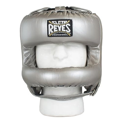 CLETO REYES Boxing Headgear with Face Bar for Men and Women, Protective Head Guard Face Saver, Sparring Fighting Sports - color: Silver Bullet