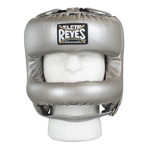 CLETO REYES Boxing Headgear with Face Bar for Men and Women, Protective Head Guard Face Saver, Sparring Fighting Sports - color: Silver Bullet