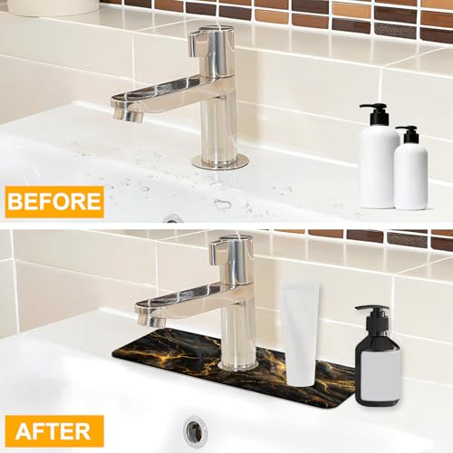 2 Pack Faucet Mat for Kitchen Sink Splash Guard Bathroom 15.5"X5.5"