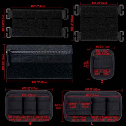 6 Piece Tactical Bag Insert Pack, Modular Elastic Loop Panel Organizers Pouch Insert Attachment with Hook Backed Fastener for Backpack Accessories