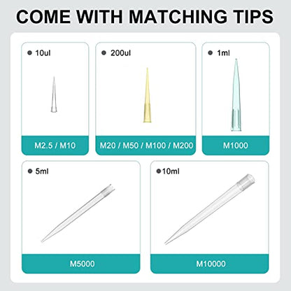Micropipette 2-10ml Manual Adjustable Single Channel Pipettes High Accurate Lab Pipettors with Tips - color: 2-10ml