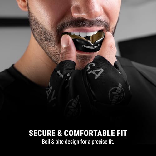 Hayabusa Combat Sports Mouth Guard Youth, Kids and Adult Sizes Comes with Case - Blue/Yellow, Adult - color: Blue/Yellow, size: Adult