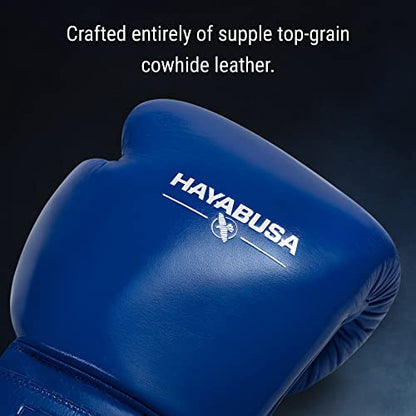 Hayabusa Pro Leather Hook and Loop Boxing Gloves for Men and Women - color: Blue, size: 16oz