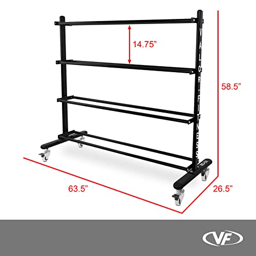 Valor Fitness 4-Tier Exercise Ball Storage Rack with Wheels – Holds Up to 20 Medicine, Slam, and Wall Balls – Durable Home Gym Sports Equipment Organizer