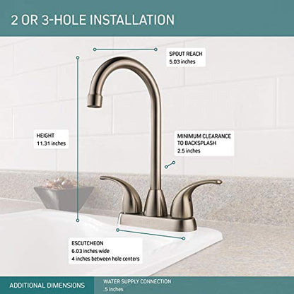 Peerless Tunbridge 2-Handle Bar-Prep Kitchen Sink Faucet, Stainless P288LF-SS - color: Stainless