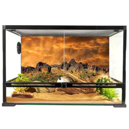 YongFoto Polyester Mexican Desert Sand Land Photography Background Desert View Cactus Green Bush Shrub Rocky Photo Backdrop 36x14 inches Dragon Tank Reptile Habitat Background Poster - color: Yellow-3, size: 36x14 IN